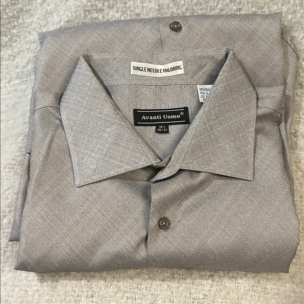 Avanti Uomo Grey Dress Shirt French Cuffs SIZE 18 1/2 36/37
